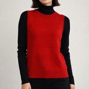 KATE SPADE Red Ribbed Sleevless Sweater Vest